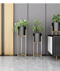 Plant Black Pot with Gold Stand 60cm-90cm