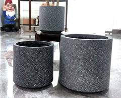 Imitation Round Plant Pot (Speckled Sky Grey)