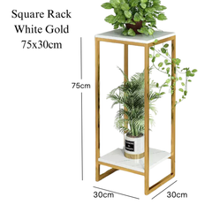 2 tier square plant rack Metal Gold Frame