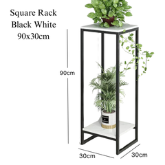 2 tier square plant rack Metal Black Frame