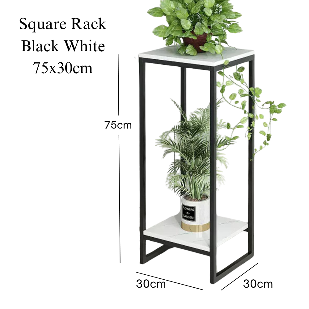 2 tier square plant rack Metal Black Frame