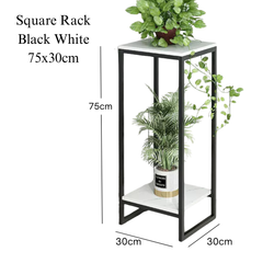 2 tier square plant rack Metal Black Frame