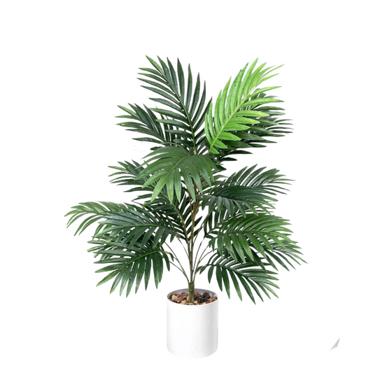 Artificial Areca Plam 75cm Tall in White Pot