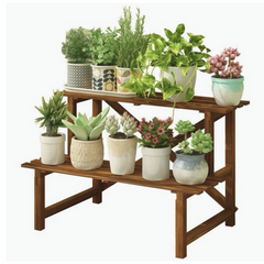 2-Tier Wooden Plant Rack