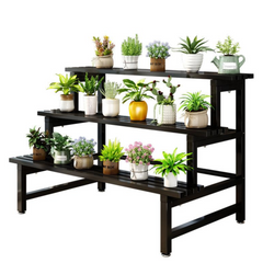 Stainless Steel Plant Rack Black 3 Tier