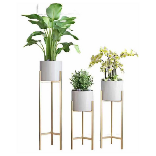 Plant White Pot with Gold Stand 60cm-90cm