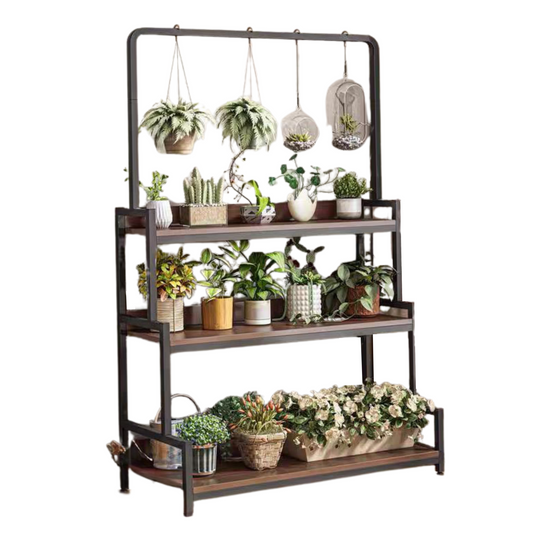 3-Tier Plant Rack Brown 160cm Height