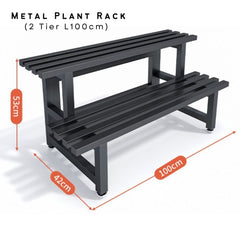 Stainless steel Plant Rack Black 2 Tier