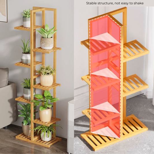 Brown Bamboo Plant Rack 142cm