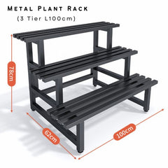 Stainless Steel Plant Rack Black 3 Tier