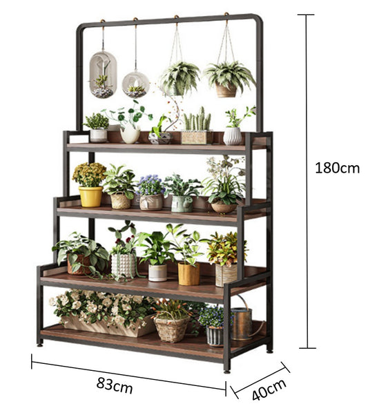 4-Tier Plant Rack Brown 180cm Height