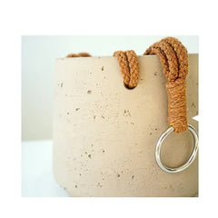 Hanging Cement Pot With Hemp Rope- Beige (60cm)