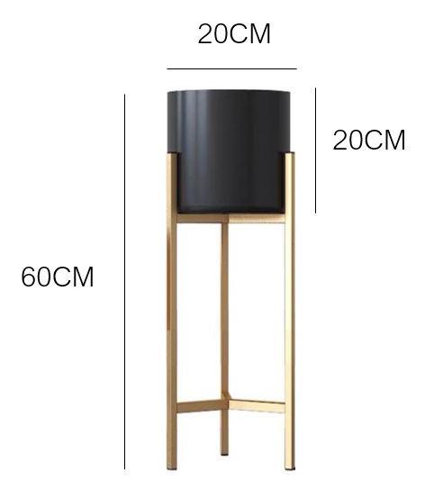 Plant Black Pot with Gold Stand 60cm-90cm