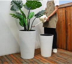 Ellipse Tall Imitation Cement Pot (White)