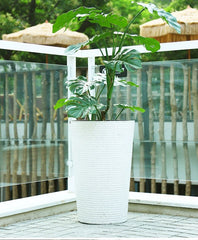 Ellipse Tall Imitation Cement Pot (White)