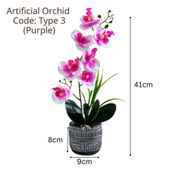 Orchid in Pot - Cement Stripes (41cm)