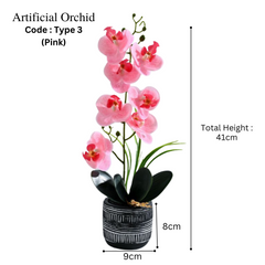 Orchid in Pot - Cement Stripes (41cm)