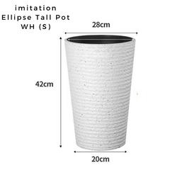 Ellipse Tall Imitation Cement Pot (White)