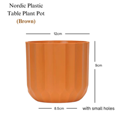 Small Nordic Plastic Pot - Brown / White (9cm)