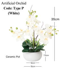 Artificial Orchid in Short Cylindrical Ceramic Pot (35cm)