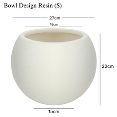 Simple Elegant White Bowl Design Resin Plant Pot