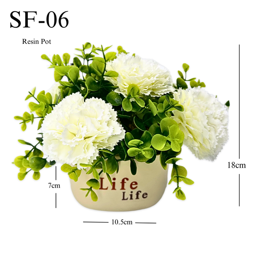 Artificial Small Flower Carnations in Plastic Pot