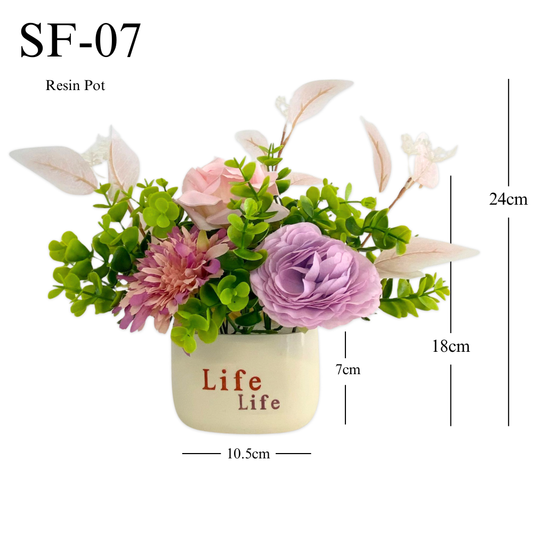 Artificial Small Mix Flower in Plastic Pot