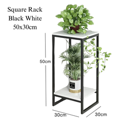 2 tier square plant rack Metal Black Frame