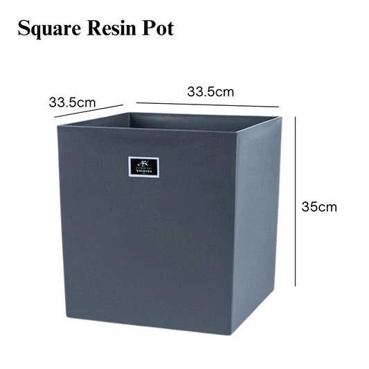 Square Resin Pot - Grey (35cm)