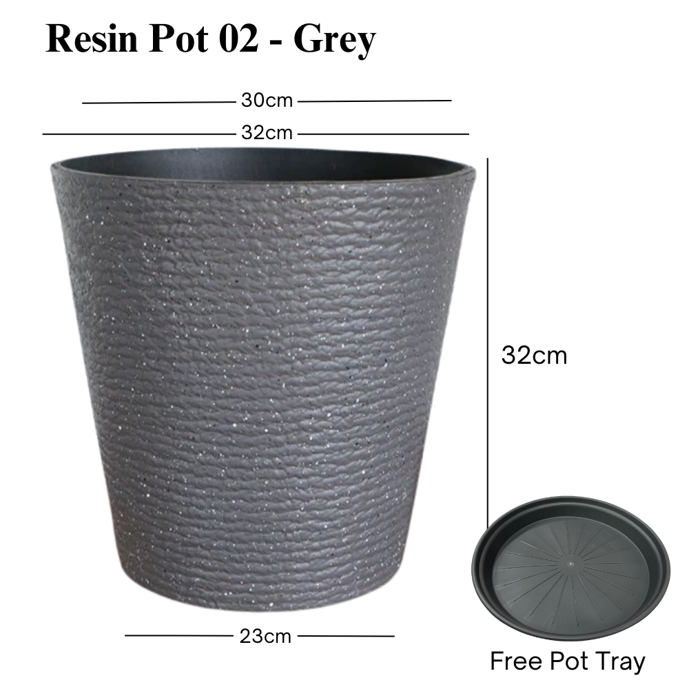 Thick Resin Cylindrical Pot (Grey)