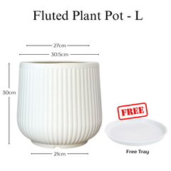 Vertical Fluted Line Resin White Pot