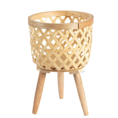 Three Legged Weave Bamboo Basket