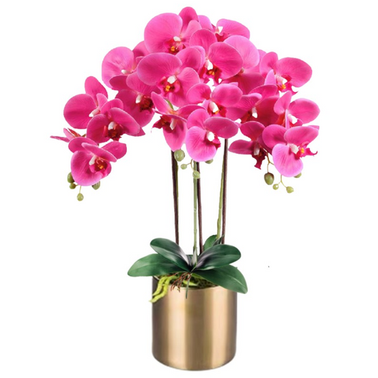 Orchid in Pot - Glossy Gold (68cm)