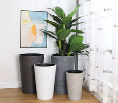 Ellipse Tall Imitation Cement Pot (White)