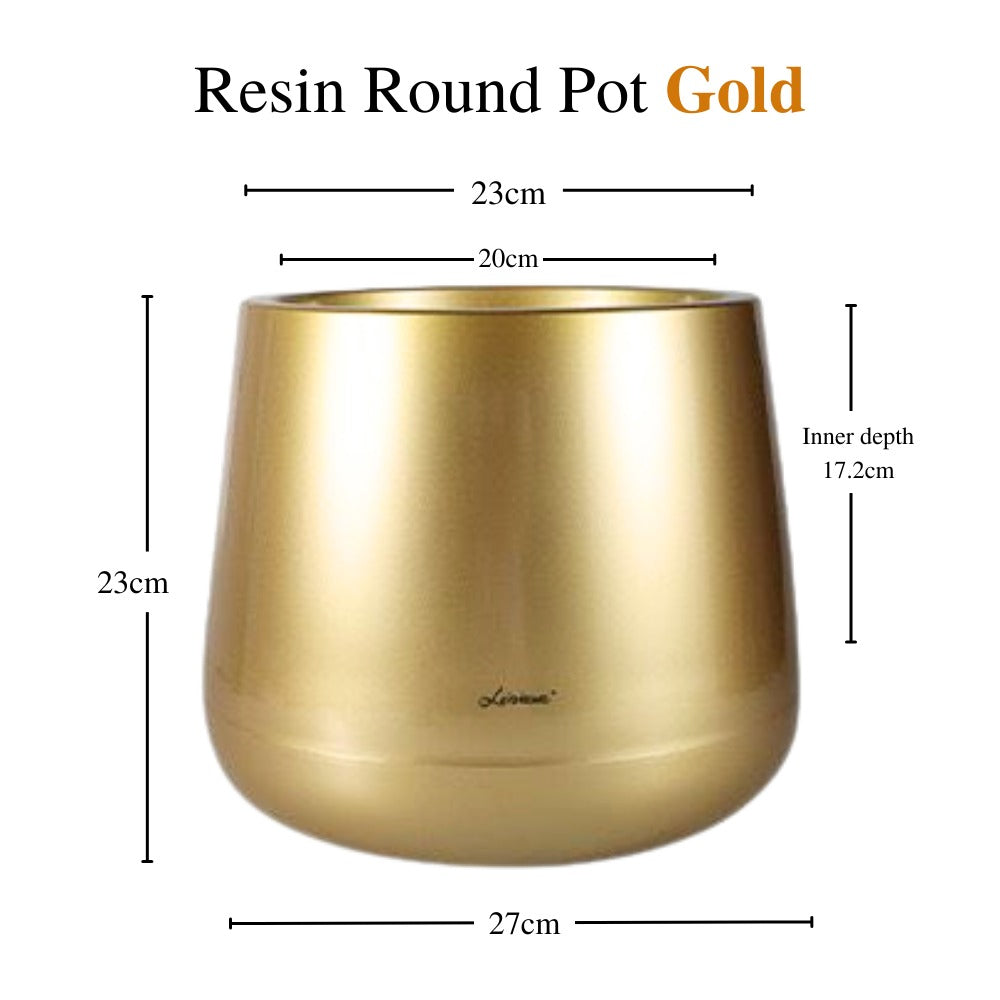 Gold Resin Round Plant Pot