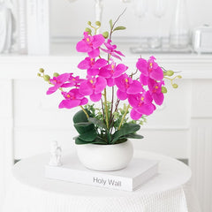 Artificial Orchid in Short Cylindrical Ceramic Pot (35cm)