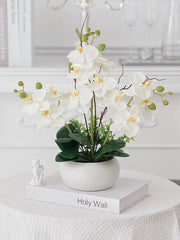 Artificial Orchid in Short Cylindrical Ceramic Pot (35cm)