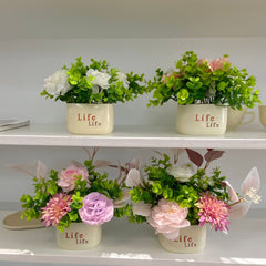 Artificial Small Flower Carnations in Plastic Pot