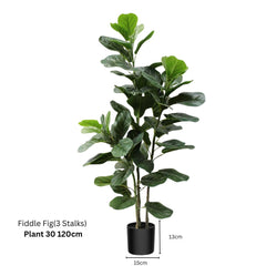 Artificial 3 stems Fiddle Fig Plant (120cm)