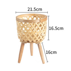 Three Legged Weave Bamboo Basket