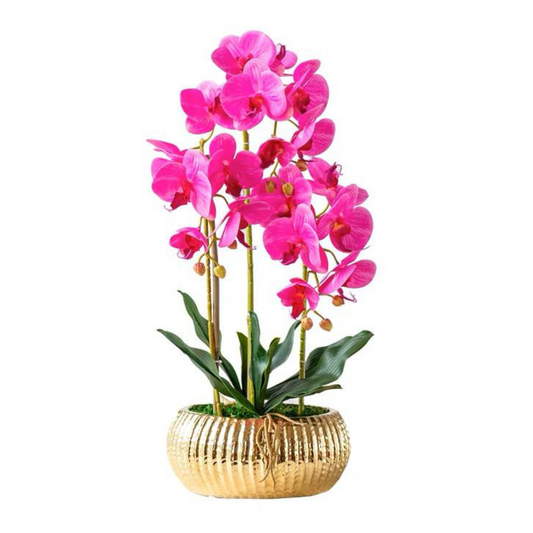 Orchid in Pot - Hammered Gold (60cm)