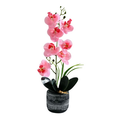 Orchid in Pot - Cement Stripes (41cm)