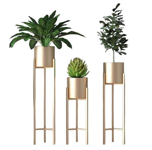 Plant Gold Pot with Gold Stand 60cm-90cm