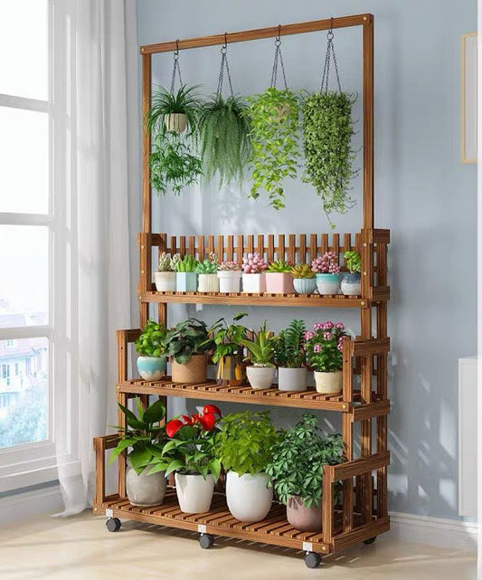 3 Tier Wooden plant rack 185cm Tall