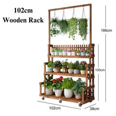 3 Tier Wooden plant rack 186cm Tall