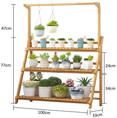 3-Tier Foldable Bamboo Rack Nature Color