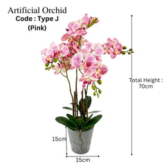 Artificial Orchid 4 Stalks in Imitation Cement Pot