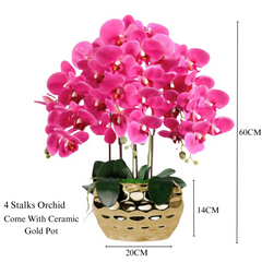 Orchid in Pot - Hammered Gold (60cm)