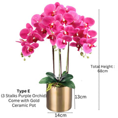 Orchid in Pot - Glossy Gold (68cm)