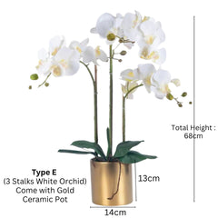 Orchid in Pot - Glossy Gold (68cm)